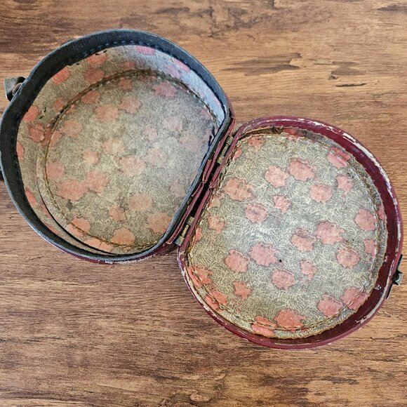 Vintage 30s 40s Childs Girls Leather Suitcase Bag Case Mary Quite Contrary Rhyme - Picture 8 of 9